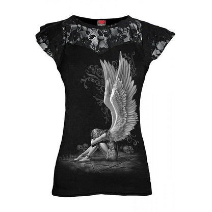 Black - Front - Spiral Direct Womens-Ladies Enslaved Angel Short-Sleeved T-Shirt