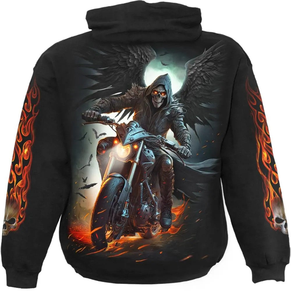 Black - Back - Spiral Direct Unisex Adult Night Rider Hoodie