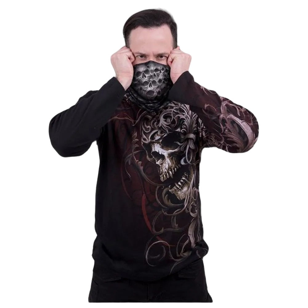Black-Grey - Side - Spiral Direct Twisted Skulls Snood