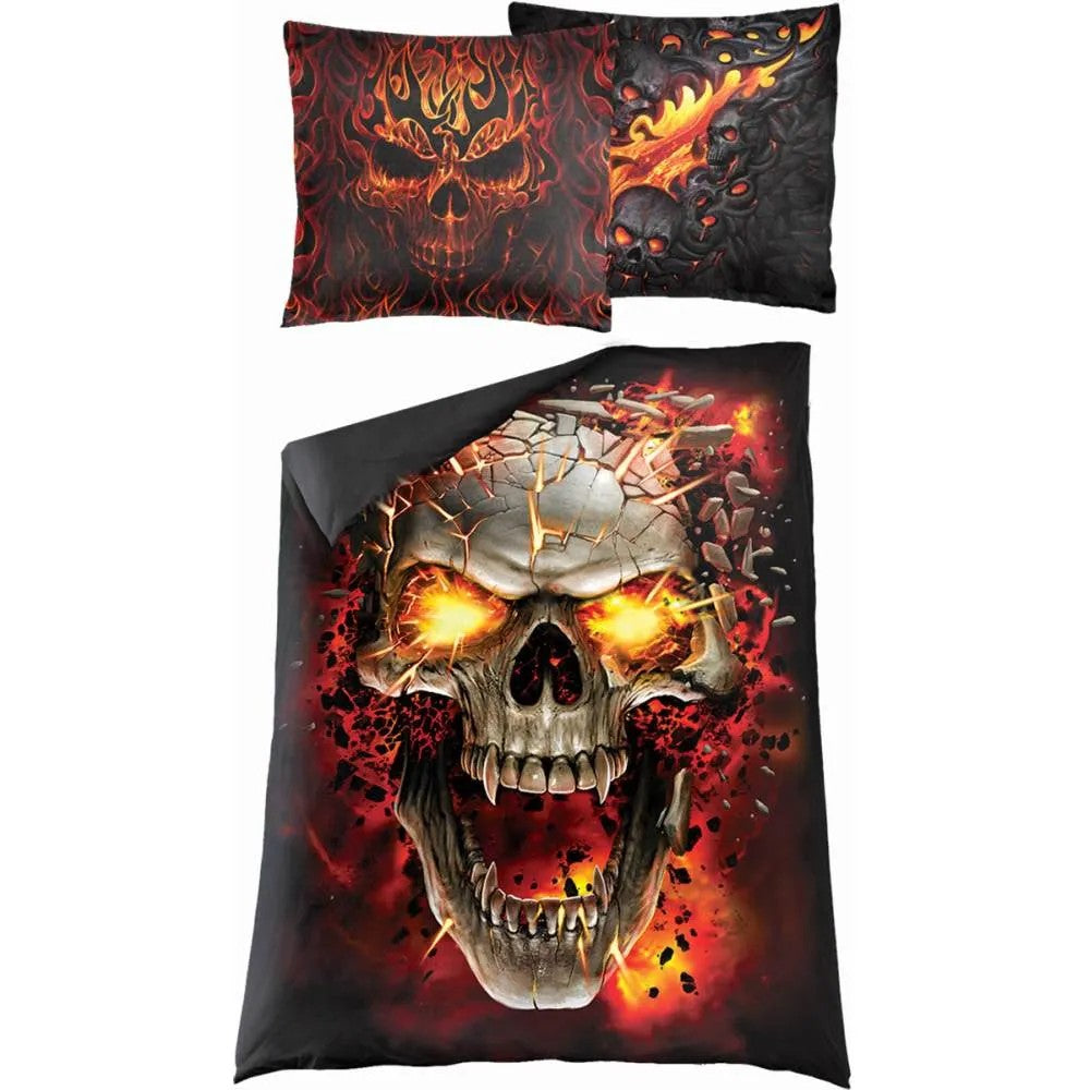 Black - Front - Spiral Direct Skull Blast Duvet Cover Set