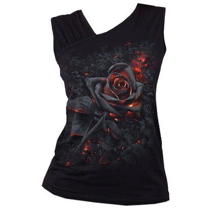 Black - Front - Spiral Direct Womens-Ladies Burnt Rose Sleeveless Top
