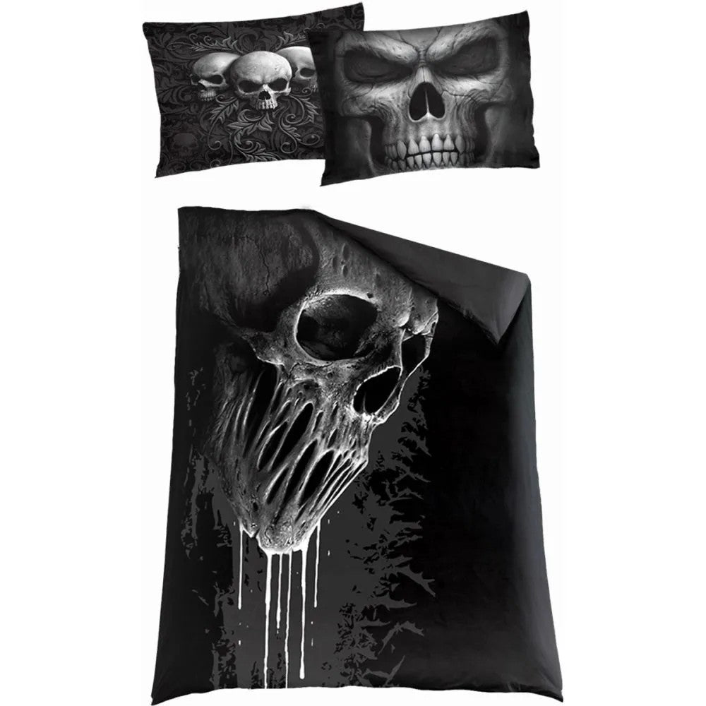 Black - Back - Spiral Direct Skull Scroll Duvet Cover Set