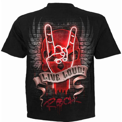 Black - Back - Spiral Direct Unisex Adult Live Loud T-Shirt