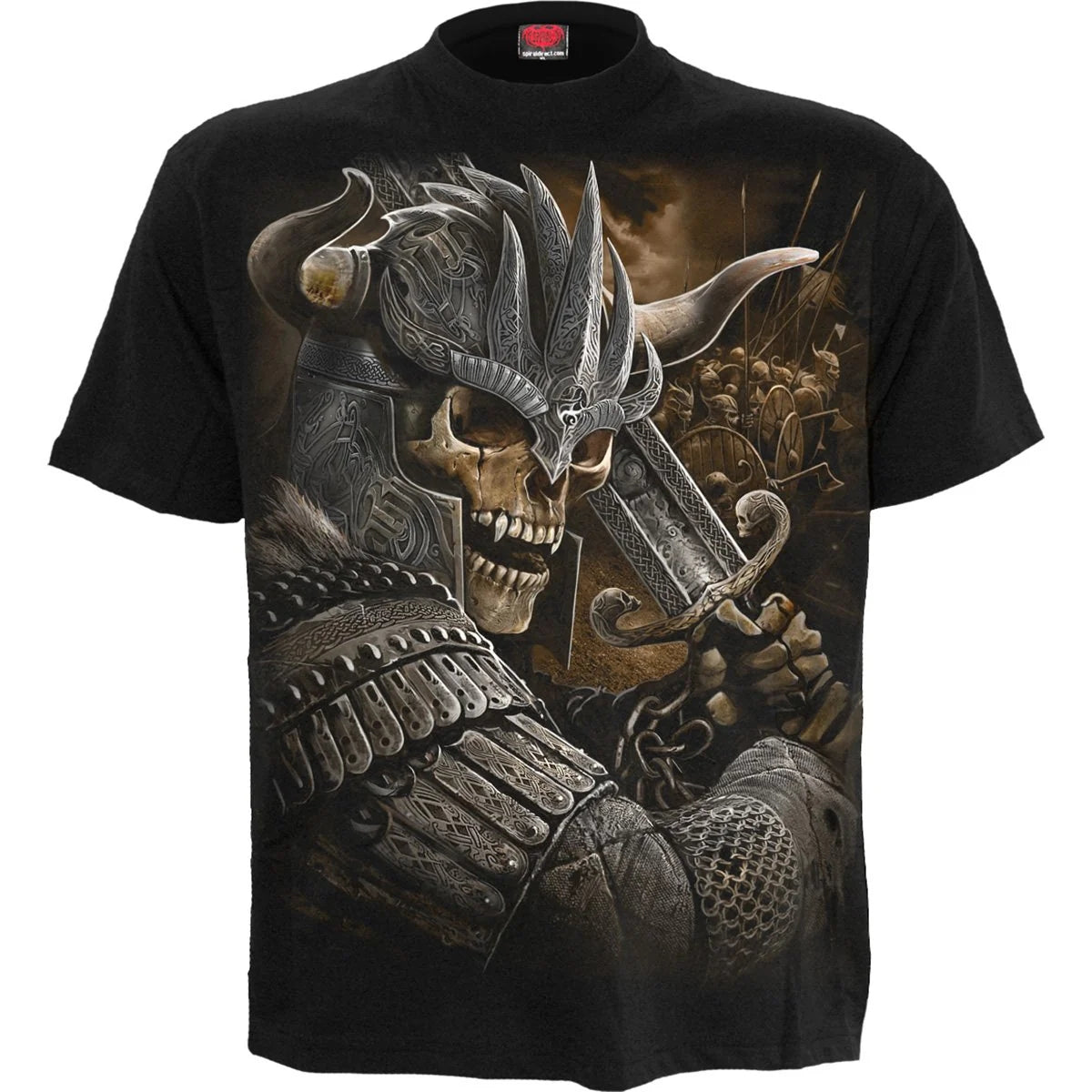 Black - Front - Spiral Direct Unisex Adult Viking Warrior T-Shirt