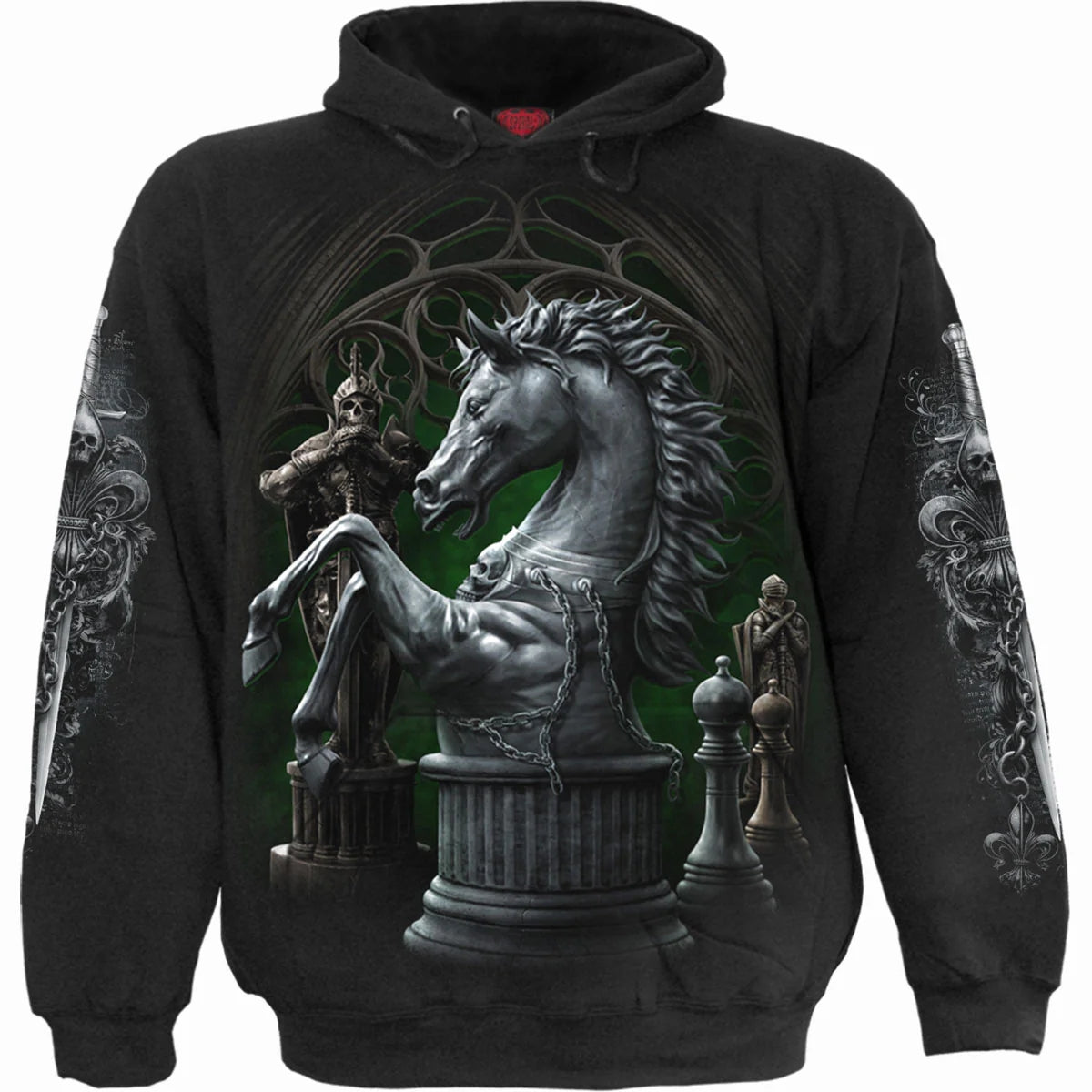Black - Front - Spiral Direct Unisex Adult Checkmate Hoodie