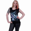 Black - Back - Spiral Direct Womens-Ladies Sacred Bond Gathered Shoulder Sleeveless Vest Top