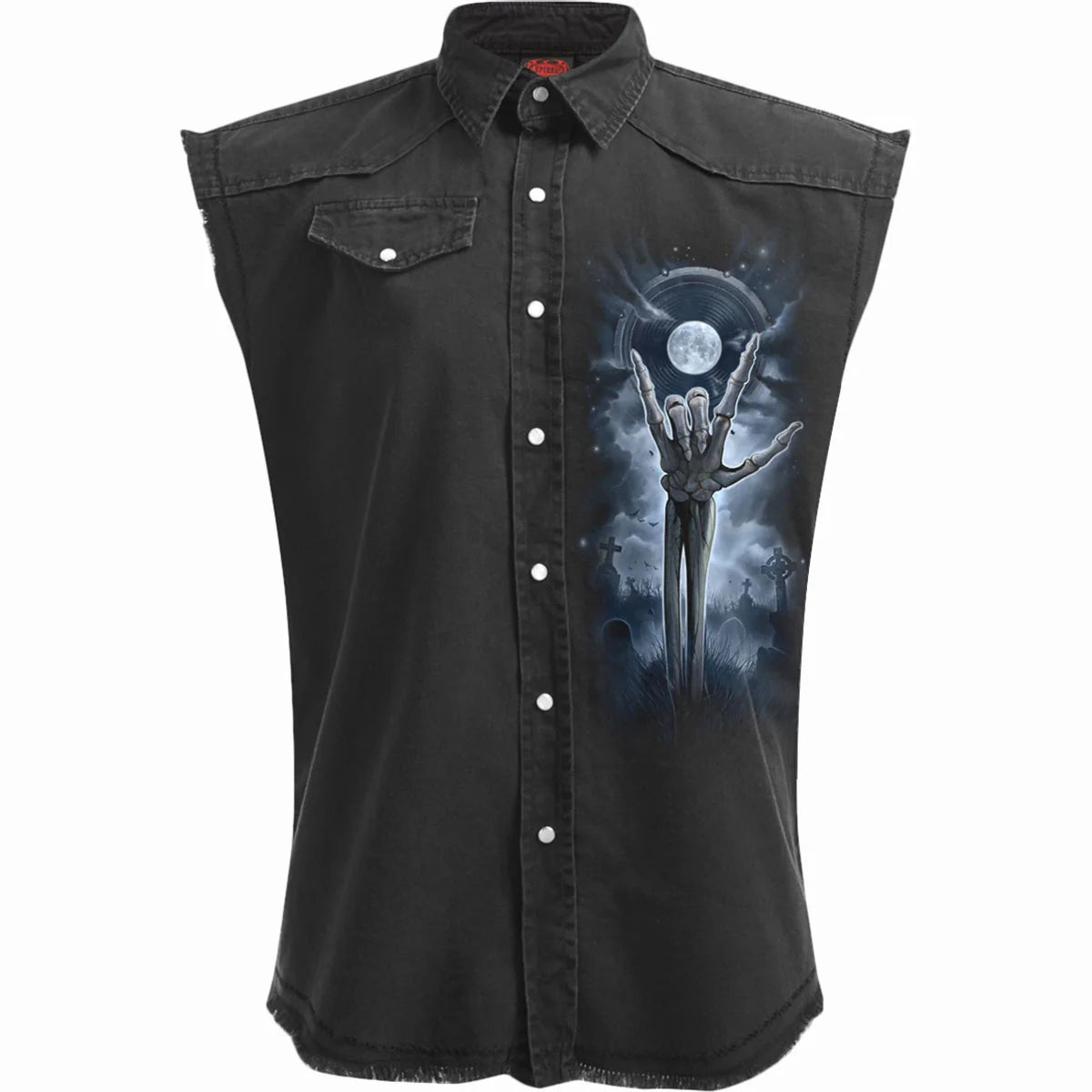 Black - Front - Spiral Direct Unisex Adult Grim Rocker Sleeveless Shirt
