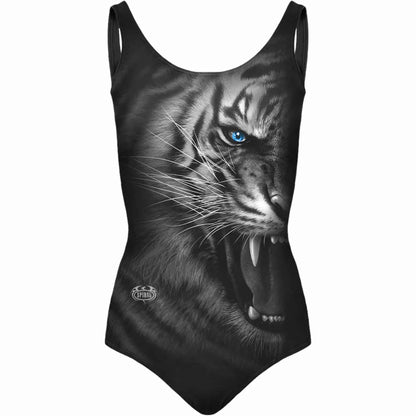 Black - Front - Spiral Direct Womens-Ladies Tiger Wrap One Piece Swimsuit