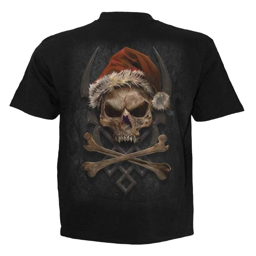 Black - Back - Spiral Direct Unisex Adult Rock Santa T-Shirt