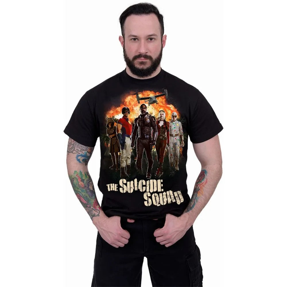 Black - Side - Spiral Direct Unisex Adult Montage Suicide Squad T-Shirt