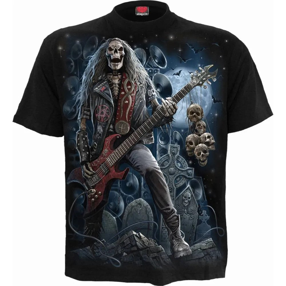 Black - Front - Spiral Direct Unisex Adult Grim Rocker T-Shirt
