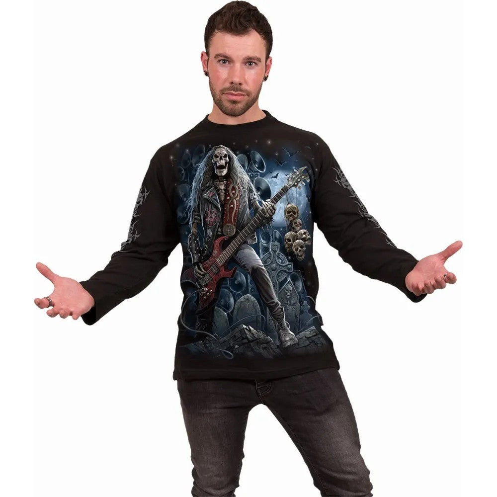 Black - Side - Spiral Direct Unisex Adult Grim Rocker Long-Sleeved T-Shirt