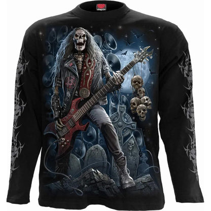 Black - Front - Spiral Direct Unisex Adult Grim Rocker Long-Sleeved T-Shirt
