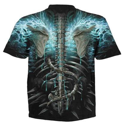Black - Back - Spiral Direct Unisex Adult Flaming Spine T-Shirt