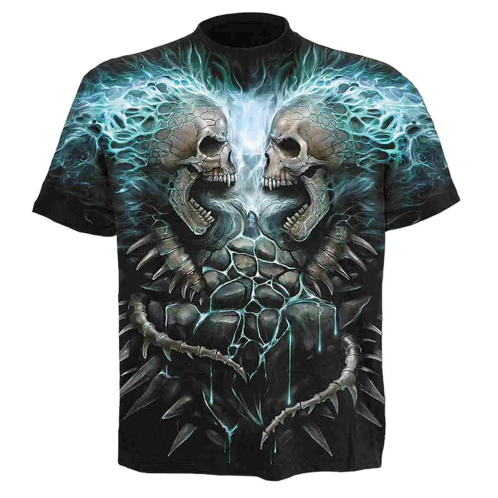 Black - Front - Spiral Direct Unisex Adult Flaming Spine T-Shirt