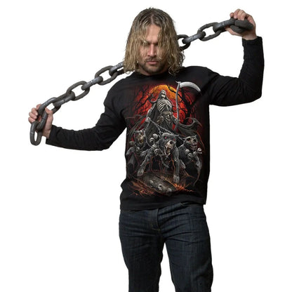 Black - Side - Spiral Direct Unisex Adult Harbingers Long-Sleeved T-Shirt