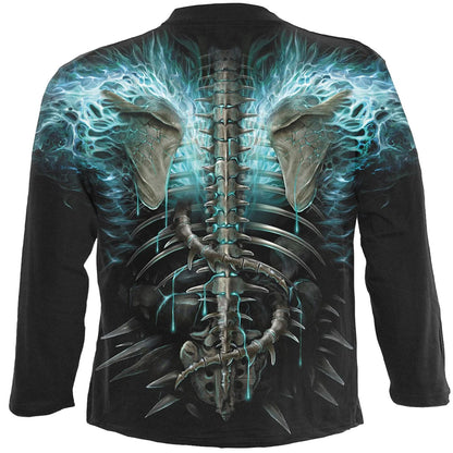 Black - Back - Spiral Direct Unisex Adult Flaming Spine Long-Sleeved T-Shirt