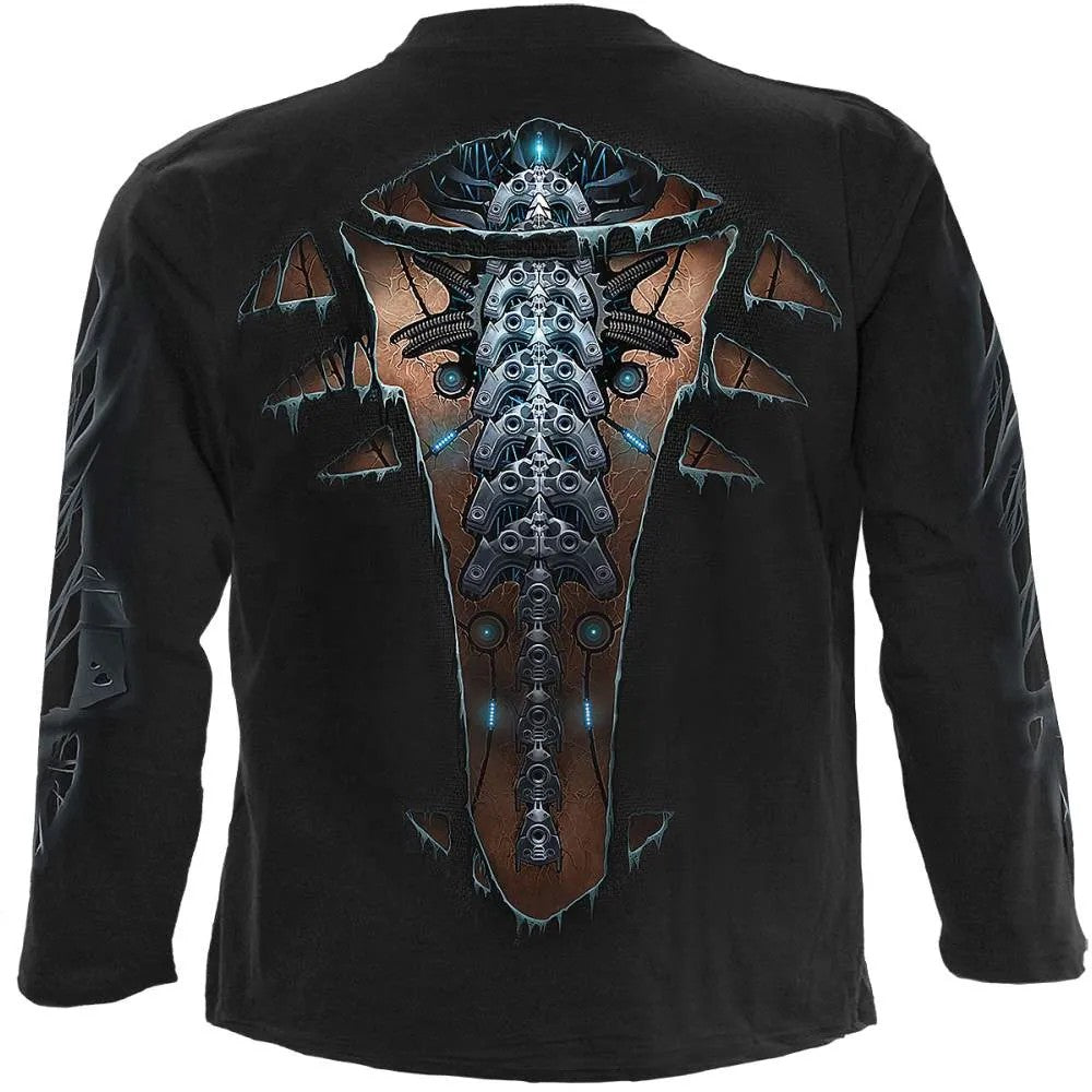 Black - Back - Spiral Direct Unisex Adult Cyber Skin Long-Sleeved T-Shirt