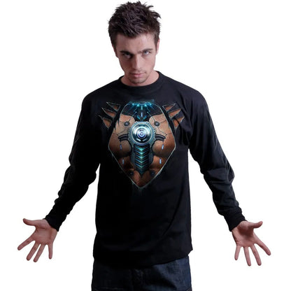 Black - Side - Spiral Direct Unisex Adult Cyber Skin Long-Sleeved T-Shirt