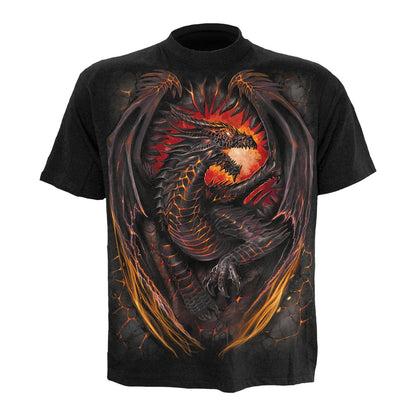 Black - Front - Spiral Direct Unisex Adult Dragon Furnace T-Shirt