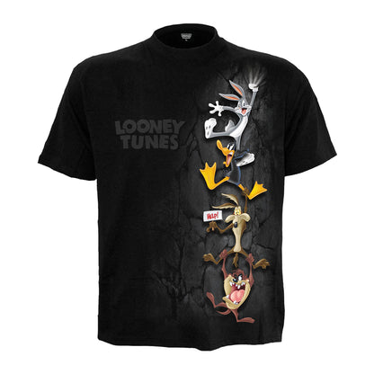 Black - Front - Spiral Direct Unisex Adult Hanging Tunes Looney Tunes Short-Sleeved T-Shirt