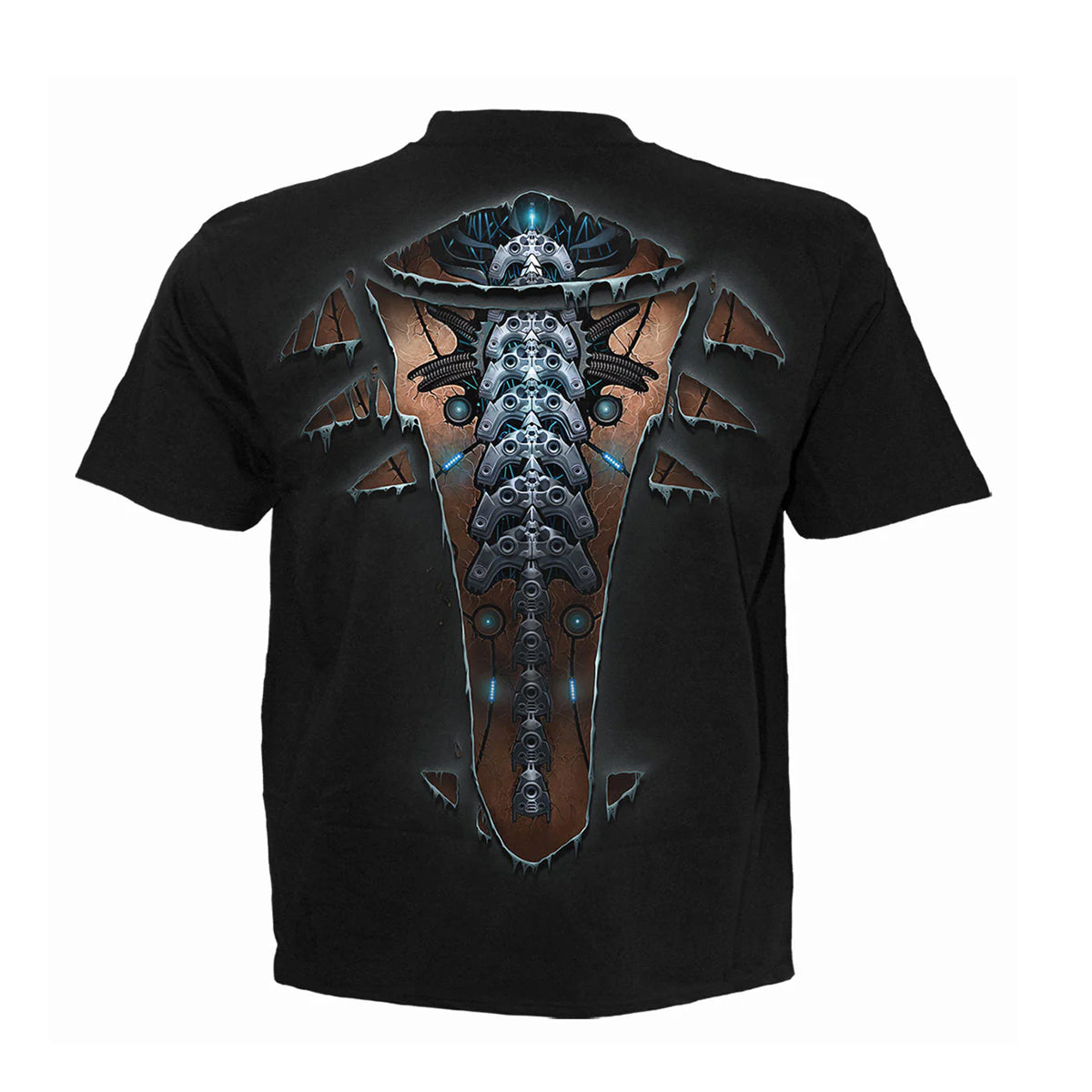 Black - Back - Spiral Direct Unisex Adult Cyber Skin T-Shirt