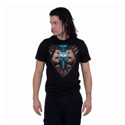Black - Side - Spiral Direct Unisex Adult Cyber Skin T-Shirt