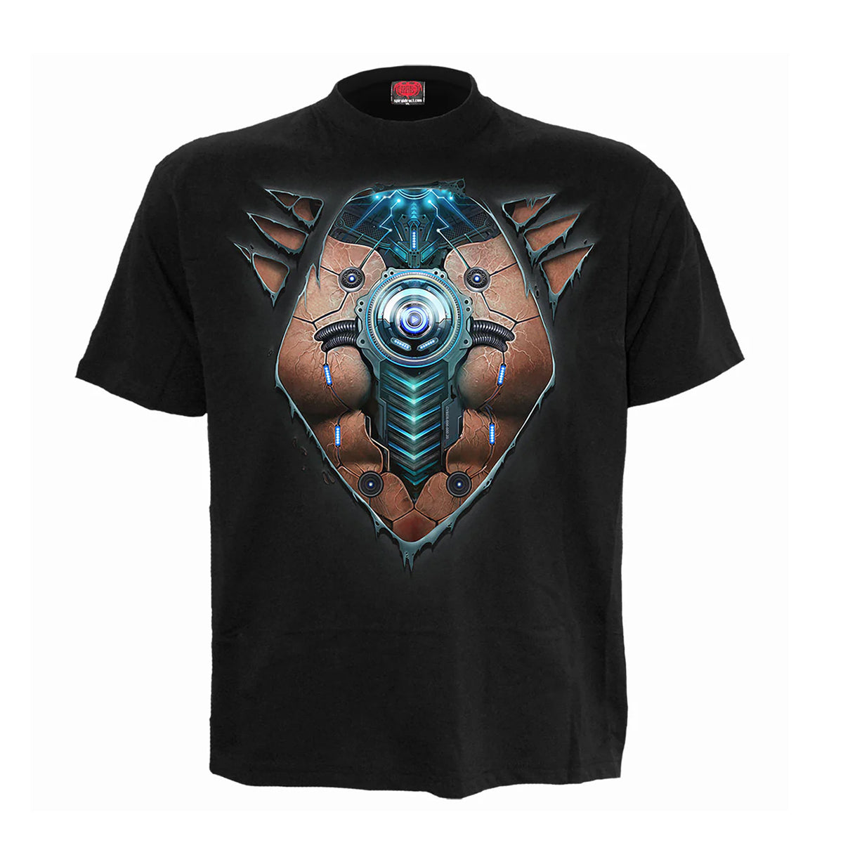 Black - Front - Spiral Direct Unisex Adult Cyber Skin T-Shirt