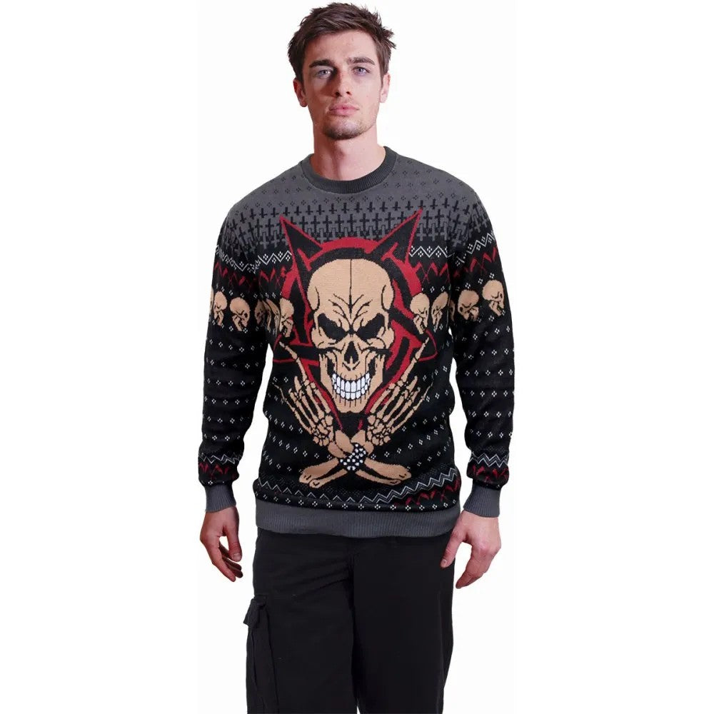 Black - Side - Spiral Direct Unisex Adult Evil Rock Jumper