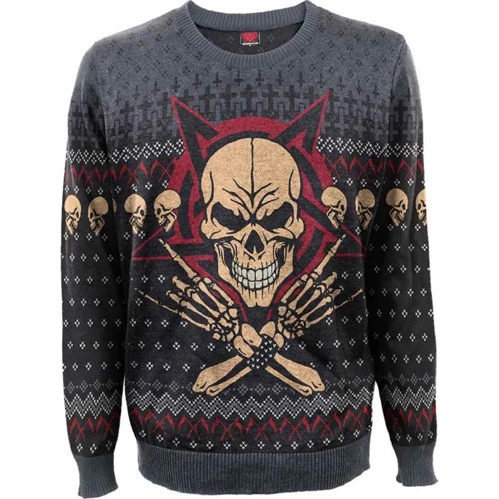Black - Front - Spiral Direct Unisex Adult Evil Rock Jumper