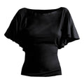Black - Front - Spiral Womens-Ladies Gothic Elegance Boat Neck Batwing Sleeve T-Shirt