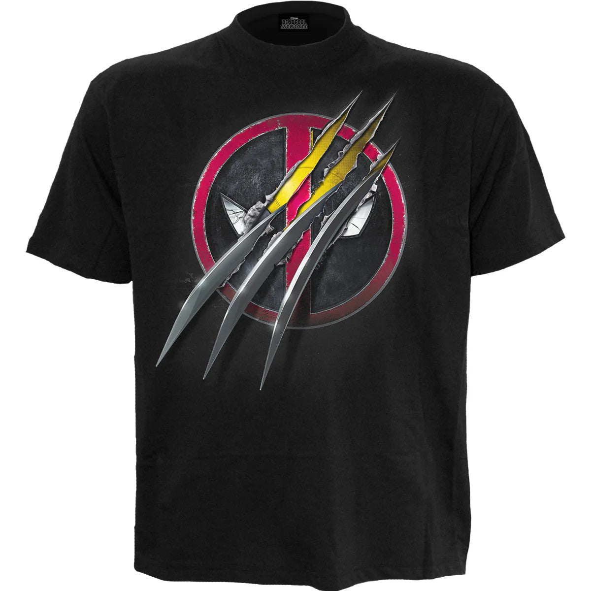 Black - Front - Spiral Direct Unisex Adult Slashed Deadpool T-Shirt