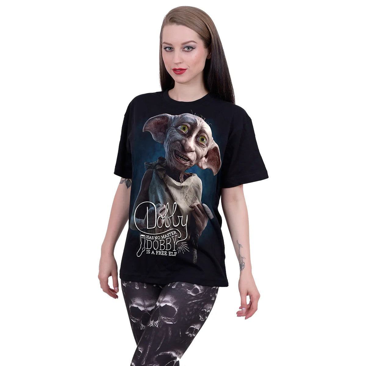 Black - Back - Spiral Direct Unisex Adult Dobby Harry Potter Short-Sleeved T-Shirt