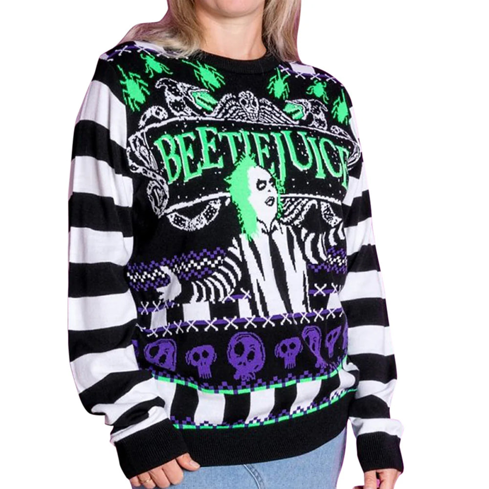 Multicoloured - Side - Spiral Direct Unisex Adult Stripe Beetlejuice Jumper