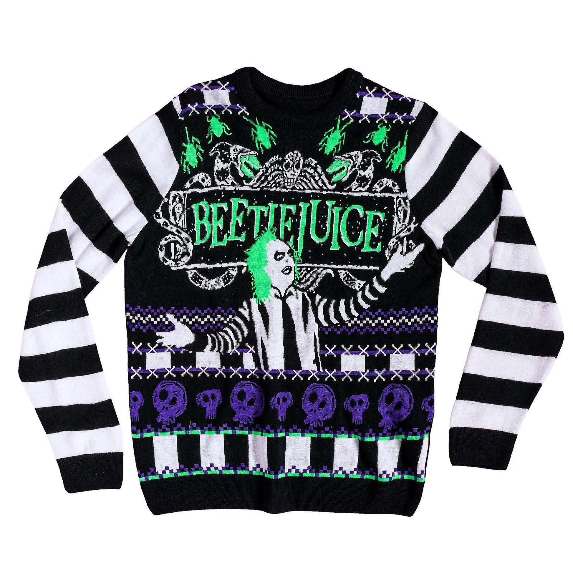 Multicoloured - Front - Spiral Direct Unisex Adult Stripe Beetlejuice Jumper