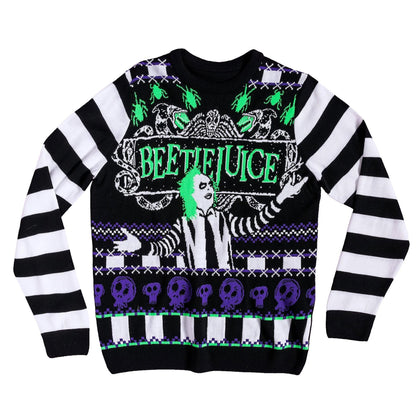 Multicoloured - Front - Spiral Direct Unisex Adult Stripe Beetlejuice Jumper