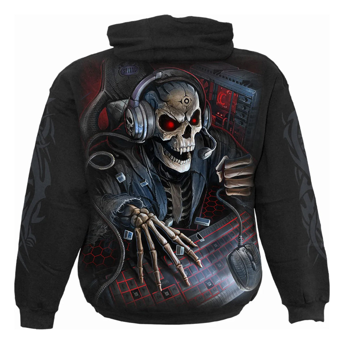 Black - Back - Spiral Direct Childrens-Kids PC Gamer Drawstring Hoodie