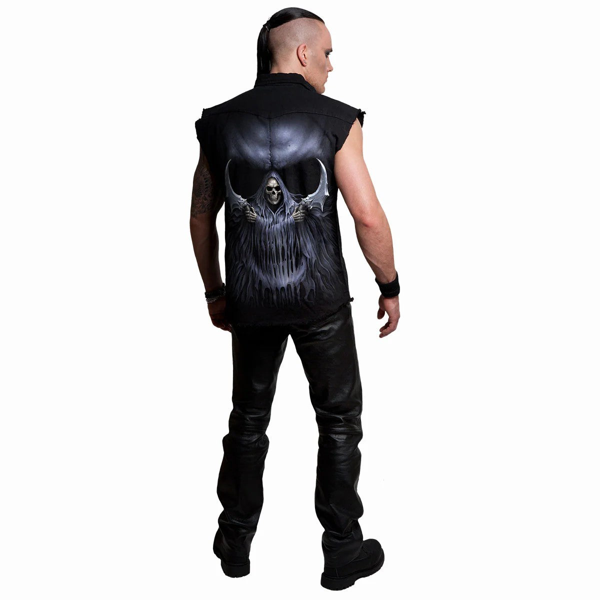 Black - Side - Spiral Direct Unisex Adult Double Death Sleeveless Shirt