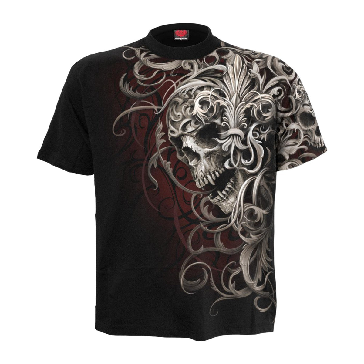 Black - Front - Spiral Direct Unisex Adult Skull Shoulder Wrap T-Shirt