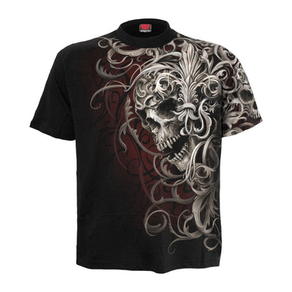 Black - Front - Spiral Direct Unisex Adult Skull Shoulder Wrap T-Shirt