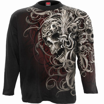 Black - Front - Spiral Direct Unisex Adult Skull Shoulder Wrap Long-Sleeved T-Shirt