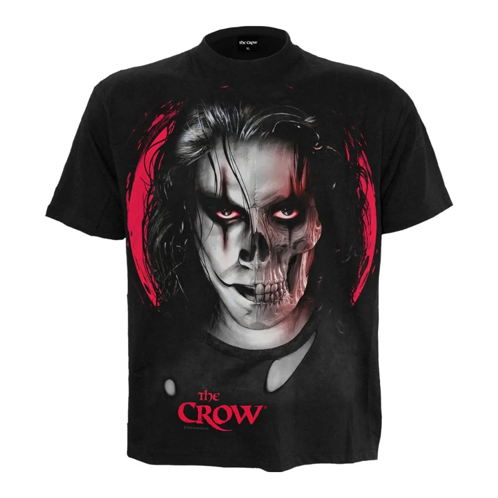 Black - Front - Spiral Direct Unisex Adult Skull Face The Crow T-Shirt