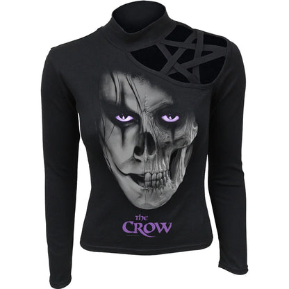 Black - Front - Spiral Direct Womens-Ladies Skull Face The Crow Long-Sleeved T-Shirt