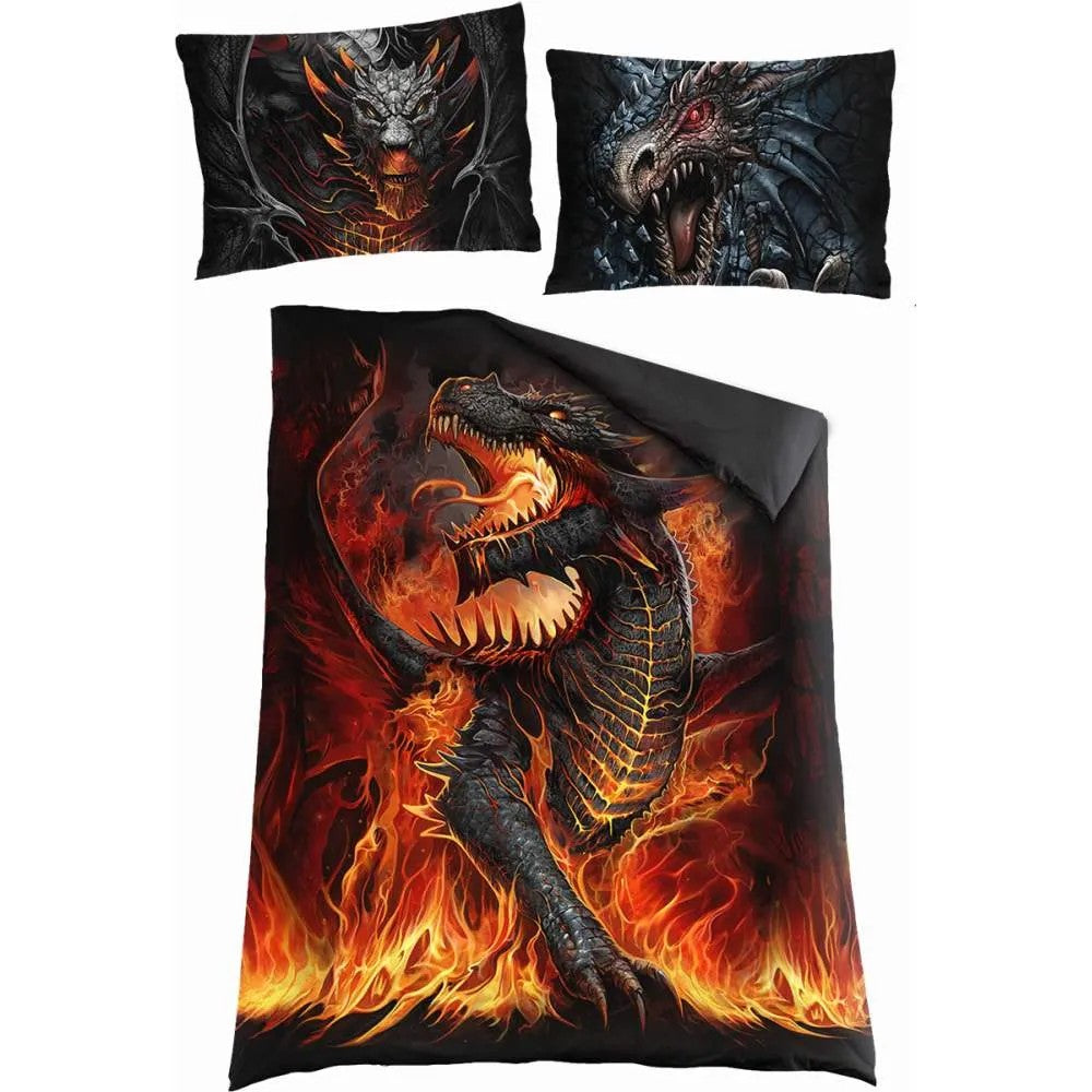 Black - Back - Spiral Direct Draconis Microfibre Duvet Cover Set