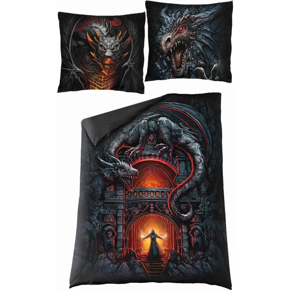 Black - Front - Spiral Direct Draconis Microfibre Duvet Cover Set