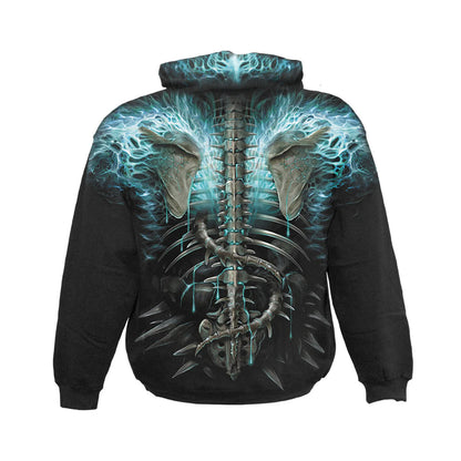 Black-Blue - Back - Spiral Direct Unisex Adult Flaming Spine Hoodie
