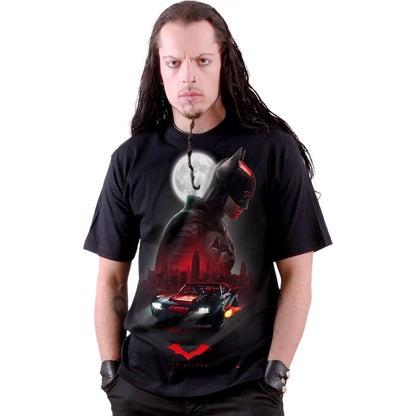 Black - Side - Batman Unisex Adult Batmobile Short-Sleeved T-Shirt