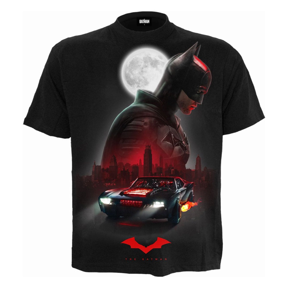 Black - Front - Batman Unisex Adult Batmobile Short-Sleeved T-Shirt