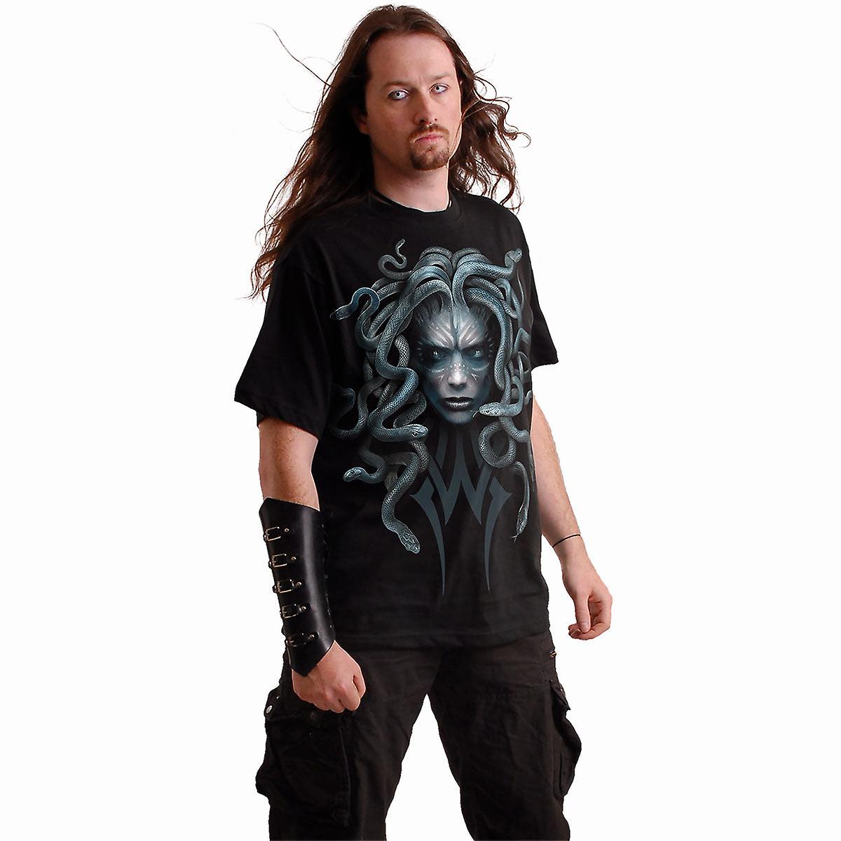 Black - Side - Spiral Direct Unisex Adult Stone Gaze T-Shirt