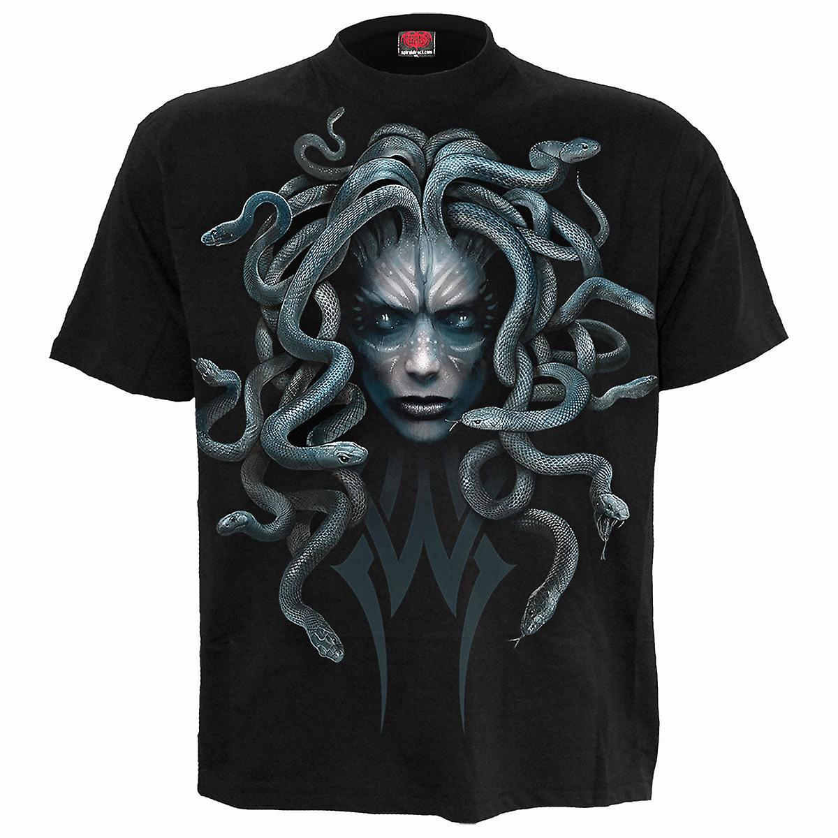 Black - Front - Spiral Direct Unisex Adult Stone Gaze T-Shirt